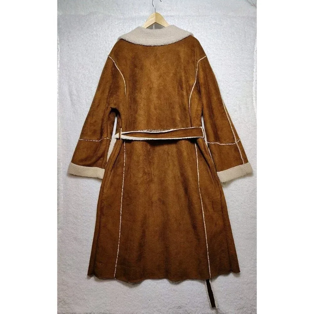 Cyrus Women’s Open Front Brown Coat  Inner Cream Fuzzy Size XL - Picture 3 of 9